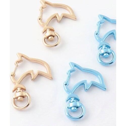 10pcs Metal Dolphin Swivel Clasp Trigger Hook Push Gate Lobster Clasp Snap Hook Key Chain Key Ring Purse Clasp Jewelry Finding