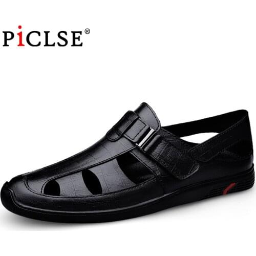 Plus size Luxury Brand Genuine Leather Men Sandals Moccasins Men Business Dress Sandals Handmade Leather shoes Men Sandalias