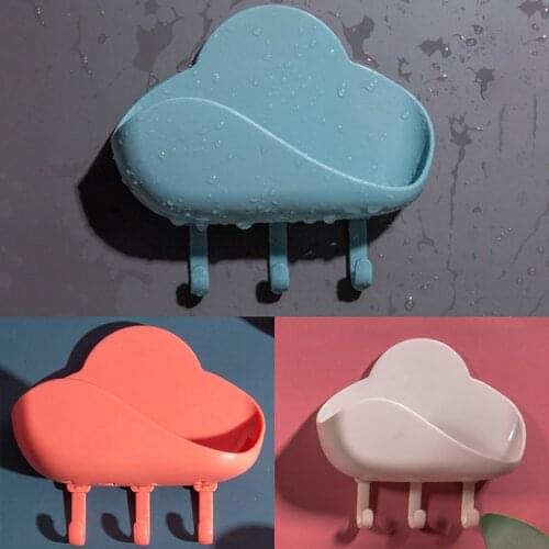 Bathroom Shower Soap Box Dish Storage Suction Cup Corner Cloud Shape Plastic