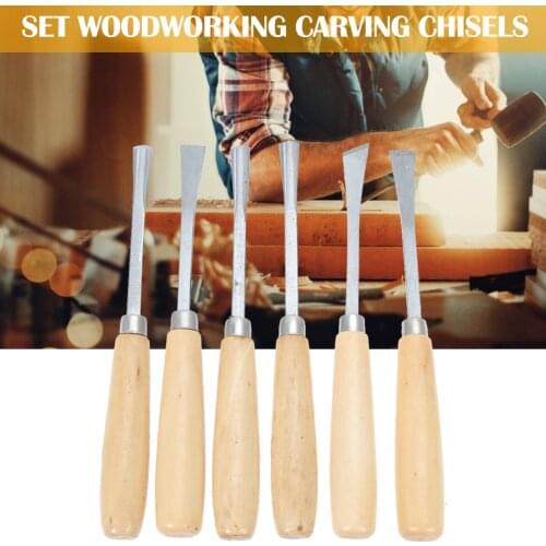 6Pcs Creative Wood Carving Hand Chisel Set Carbon Steel DIY Manual Carving Carpenters Sculpture Kit Lathe Gouges Tools