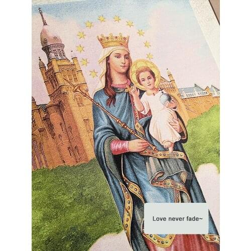 Painting Our Lady of Sheshan la Virgin Embraces Baby Jesus Mary Catholic Holy Land Print Wood Hanging Rod Wall Decoration Maria