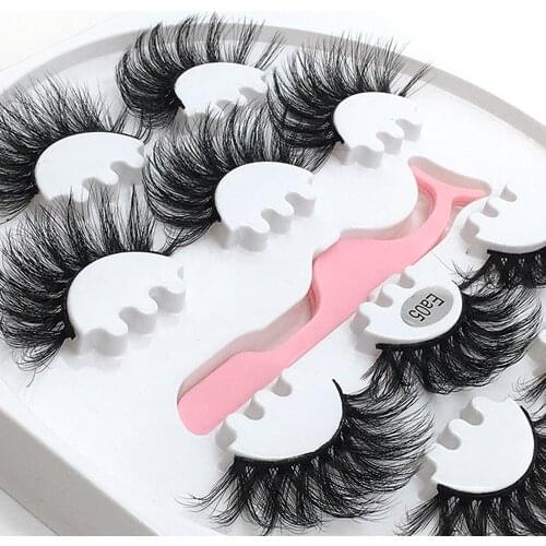 New Hot 6 Pair 3D Mink Lashes Cruelty Free Eyelashes 25mm Lashes Fluffy Messy Natural Long Thick False Eyelashes Extension