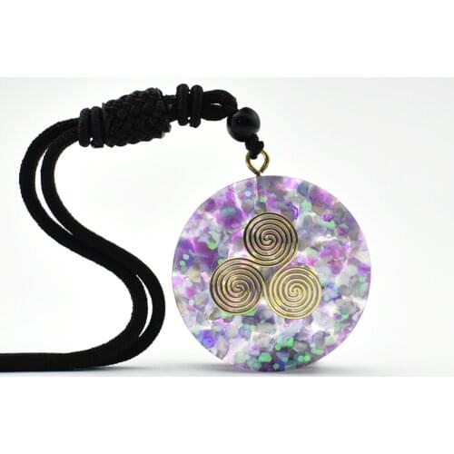 Sri Yantra Necklace with Natural Crystal Orgone Pendant Reiki Necklace Repels Negative Energy Boys Gift
