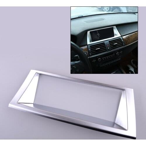 Front Silver Central Console GPS Navigation Box Frame ABS Fit For BMW X5 E70 X6 E71 2008 2009 2010 2011 2012 2013