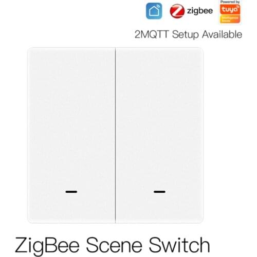 Tuya Zigbee Wireless Scene Switch Alexa Google Home Light Switches Physical Switches with Big Button CR2430 3V two channels
