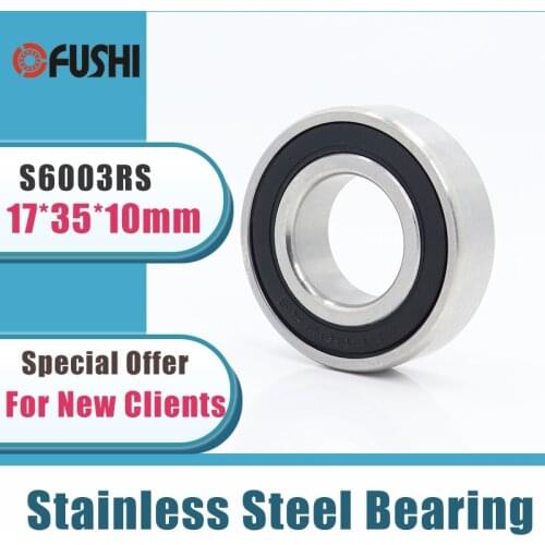 10PCS S6003RS Bearing 17*35*10 mm ABEC-3 440C Stainless Steel S 6003RS Ball Bearings 6003 Stainless Steel Ball Bearing