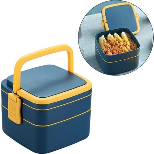 Bento Box Portable 2 Layer Healthy Lunch Box Food Container Keep warm Microwave Oven Lunch Bento Boxe with Cutlery Meal Lunchbox