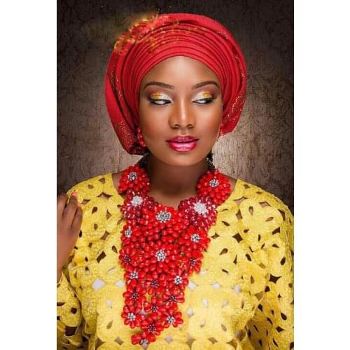 Luxury African Jewelry Sets New Nigerian Wedding Crystal Beads for Brides Queen Bridal Flower Bib Statement Free Shipping ABH427