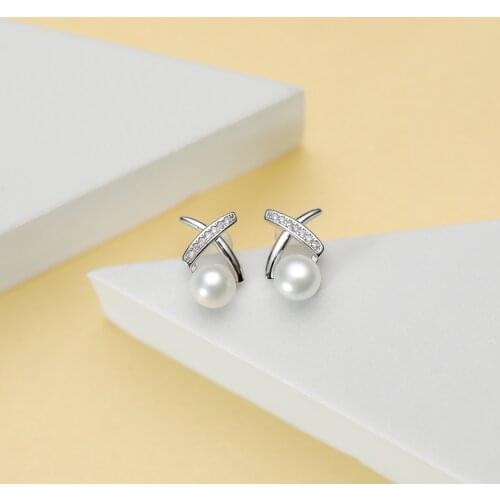 Natural Freshwater Pearl Earring Jewelry with 925 Sterling Silver Stud for Women 14K Gold Filled Accessiroes Party Design