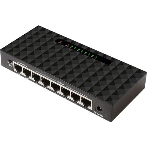 8 Port POE Ethernet Network Switch Lan Hub Ethernet Smart Switch Support 6-55V Power Supply (2x10/100mbps + 6x POE Ports
