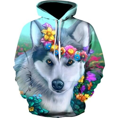 New Arrival Men Sweatshirt Husky Printed Autumn and Winter Loose Fit 3D Mens Hoodies Women Streetwear Hoody Harajuku