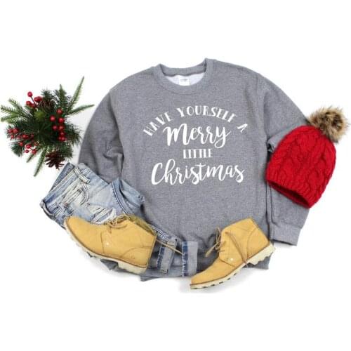 Harajuku Have Your Self Merry Christmas Letter Cotton Women Sweatshirt Festival Fashion Pullover Full Long Sleeve 90S Shirt