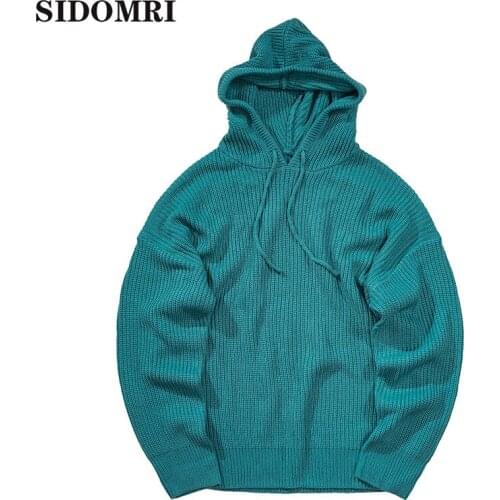 Autumn Winter mens Sweatshirts solid-color hoodie knit hoodie sweatshirt new collection loose mens Streetwear Hoodies Male