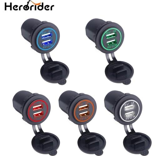 Herorider Universal Car Charger USB Vehicle DC12V-32V Waterproof Dual USB Charger 2 Port Power Socket 5V 2.1A/1A High Quality