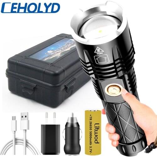 High Quality 4-core XHP90.2 Led Flashlight Rechargeable Powerbank 18650 26650 Battery Torch Aluminum Zoomable Waterproof Lantern
