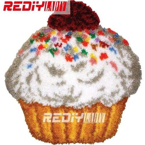 DIY Latch Hook Rug Kits Ice Cream Mat Crochet Tapestry Cushion DIY Carpet Rug Kits for Embroidery Pre-printed Canvas Floor Mat