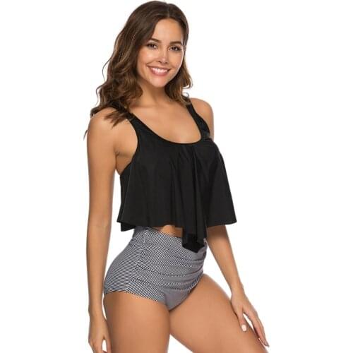 Bikini Ladies Two Pieces Swimsuit Womens New Fashion Tube Top Sexy Split Printing Open Female Bathing Suit Swimming Set