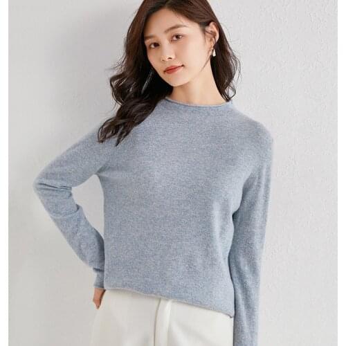 Ladies Top O-neck Cashmere Sweater Pure Color Casual Korean Knitted Pullover Long Sleeve Wild Knitted Sweater 2020 New
