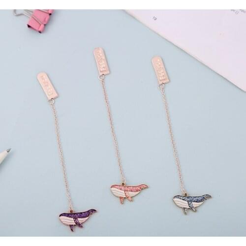 1pc Cartoon Whale Metal Bookmark DIY Accessories Book Mark Page Folder Office School Supplies Student Stationery