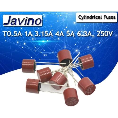 10pcs/lot Cylindrical Fuses T0.5A 1A 1.6A 2A 2.5A 3.15A 4A 5A 6.3A 250V Slow Fuse 382 LCD TV Power Board Commonly Used