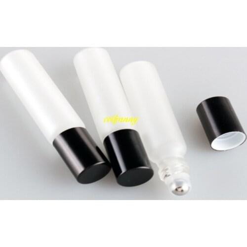 1000pcs/lot 10ml Frosting Roll On Bottle Glass Essential Oil Stainless steel Roller Bottles 17x77mm Size