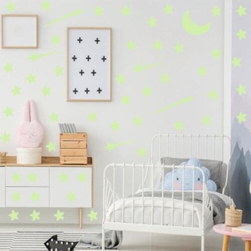 103 pcs Luminous stars meteor moon Wall Sticker for kids room living room bedroom decoration decals Glow in the dark 3D Stickers