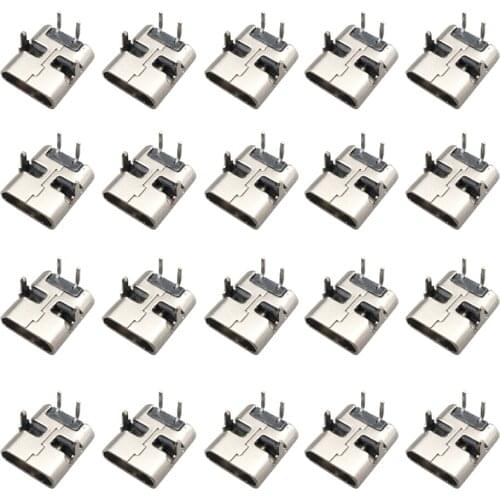 20PCS 2 Pin DIP 90 Degree USB Connectors Plastic Shell Micro USB Connector