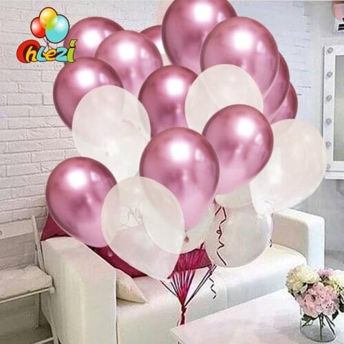 20pcs Metallic latex balloons round balloons Transparent balloons gold silver birthday party supplies wedding baby shower Toy