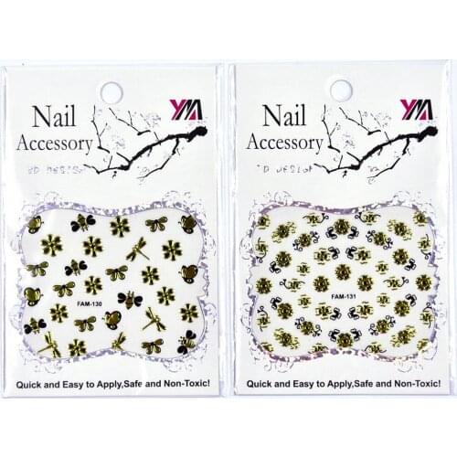 30Sheets Ultrathin 3D Nails Art Sticker Gold Black Rose korean Wraps Tips Sticker Fingernails Accessories/FAM106-135#30designs