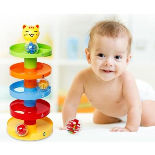 5 Layer Ball Drop Roll Swirling Tower Toddler Baby Development Educational Toy