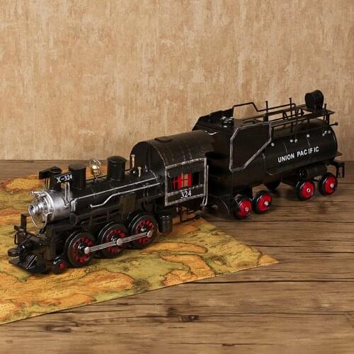 66CM large # TOP COOL ROCK Vintage handcraft Retro iron Steam locomotive Train model -HOME office BAR RETRO Decor art statue