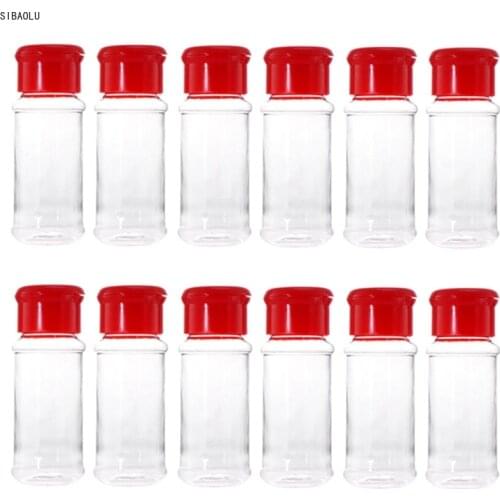 12 Pcs Plastic Spice Salt Pepper Shakers Seasoning Jar Can Barbecue Condiment Jar Bottles Cruet Container Kitchen Seasoning Bo