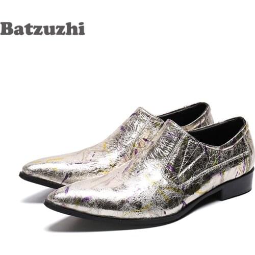 Batzuzhi Handmade Men Shoes Zapatos Hombre Genuine Leather Dress Shoes Men Pointed Toe Party and Wedding Footwear, Big US12