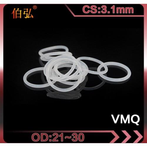 White Silicon O-Ring 5PCS/lot Silicone/VMQ CS3.1mm OD21/22/23/24/25/26/27/28/29/30mm Rubber O Ring Seal Gasket Rings Washer