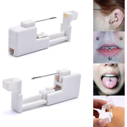 Safe Body Piercing Gun Piercing Pack With Titanium Labret Lip Eyebrow Tongue Barbell Ear Cartilage Helix Earrings