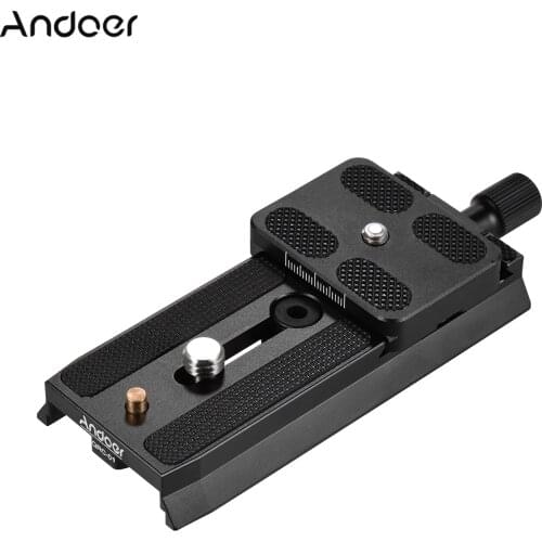 Andoer QRC-01 Quick Release Plate QR Plate Aluminum Alloy with 1/4 Inch & 3/8 Inch Screws for Manfrotto 501HDV/701HDV/503HDV/577