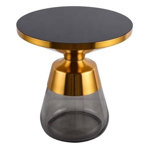 Hot Sale Gold Metal Round Glass Side Coffee Table For Living Room