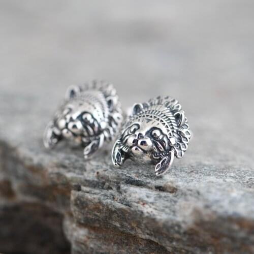 FNJ Animal Cat Earrings 925 Silver Original Pure S925 Sterling Silver Stud Earring Women Jewelry