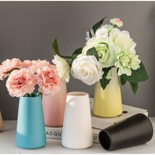 Nordic Ceramic Vase Decoration Crafts Dining Table Flower Pot Furnishing Ornaments Home Livingroom Desktop Figurines Accessories