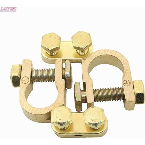 Car Battery Terminals Clamps Pair Screw Connection Positive&Negative Brass Cables Connectors Accessories 2PCS