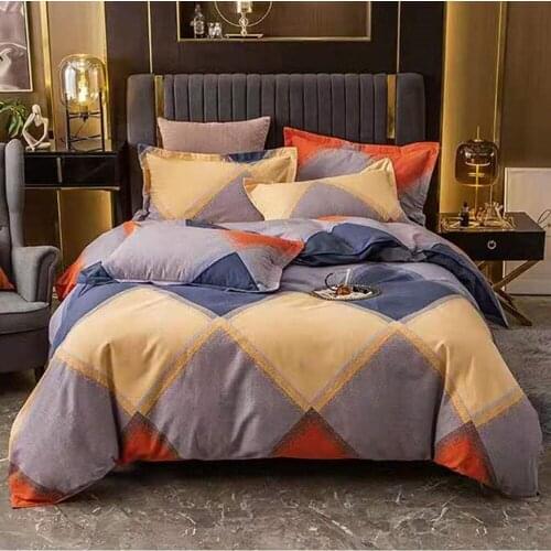 Bedding four piece set pure cotton thickened sanding simple and fashionable