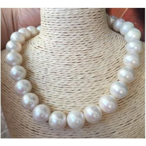 Round AAAA 15-12MM SOUTH SEA NATURAL White PEARL NECKLACE 14k/20 GOLD CLASP