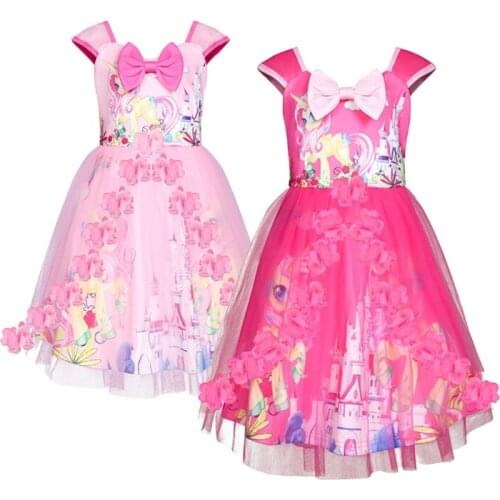 Cute Cartoon Pony Girls Dress Summer Sleeveless Snow White Cosplay Christmas Birthday Party Costume Princess Dress Kids Clothes