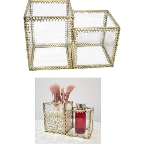Fashion Women Makeup Brush Tools Holder Bucket Cosmetic Storage Crystal Box Pencil Pen Vase