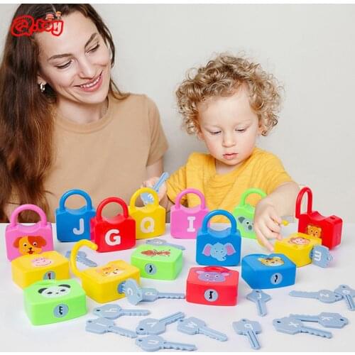 Montessori Locks Set Match Game Cognitive Numbers Alphabet Unlock Toy Preschool Learning Early Educational Toys for Kids Gift