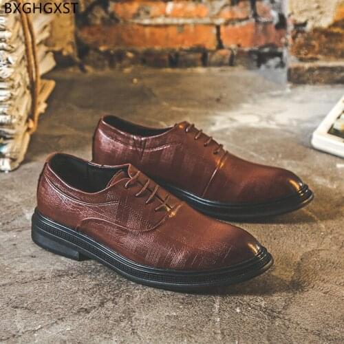 Brown Dress Shoes for M E N Black Oxford Leather Shoes Men Formal Wedding Shoes for Men 2021 Chaussure Homme Zapatos De Hombre