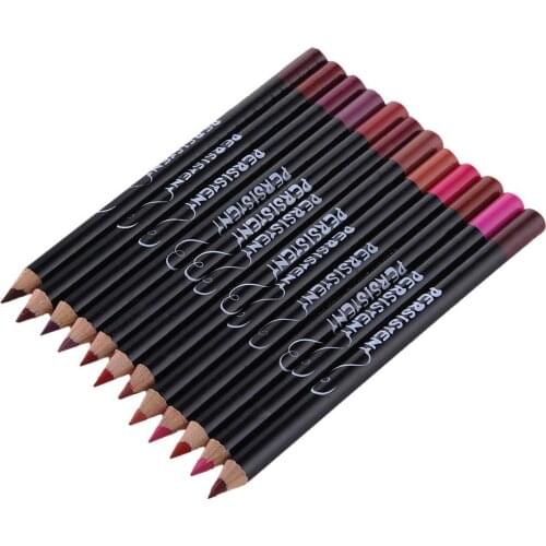 12pcs/set Professional Matte Lip Liner Pencil Set Waterproof Long Lasting Smooth Natural Lipliner Pen Makeup Cosmetic Tools Kit
