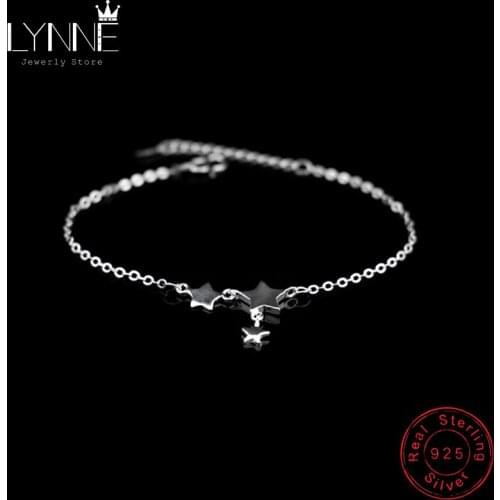 Newest Fashion Three Stars Pendant Bracelets 925 Sterling Silver Simple Charm Star Bracelet Women&Girl Jewelry Hand Chain Gift
