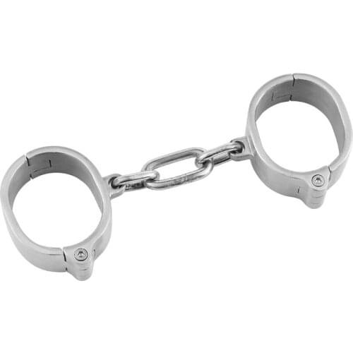 New stainless steel metal erotic couple handcuff with chain BDSM bondage restraint adult game Sex toy for men and women