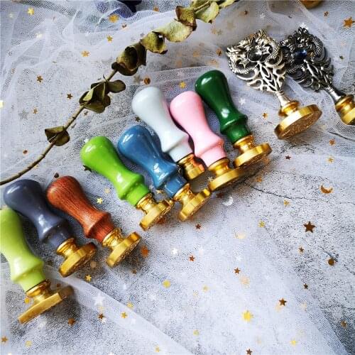 New arrival wood handle pink green blue color Macaron color woo handle for wax seal stamp just handle